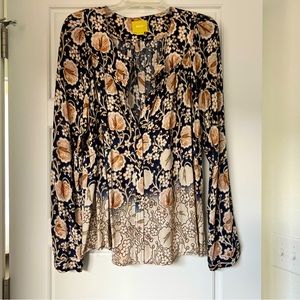Anthropologie Maeve long-sleeved floral blouse